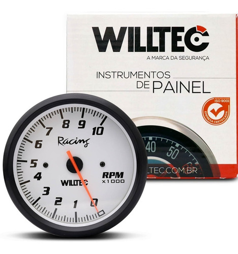 Tacômetro Conta Giros 10000 Rpm Branco 100mm Willtec Plus