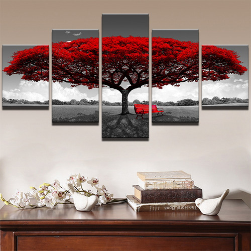 Orfi - Póster De Pared Para Silla De Árbol Rojo, Set De 5 Pi