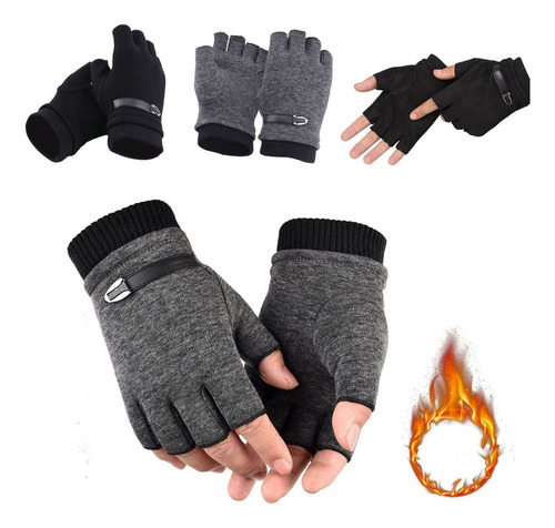 Tejidos Con Guantes De Invierno De Medio Dedo For Hombre