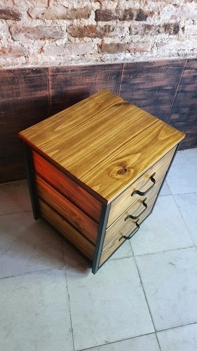 Imagen 5 de 7 de Cajonera Industrial Escritorio Pc Ruedas Movil Hierro Madera