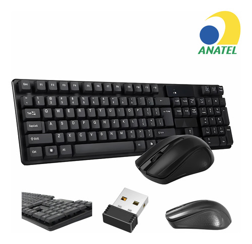 Kit Teclado E Mouse Sem Fio Usb Wireless 2.4 Ghz Lehmox