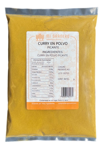 Curry Picante Especia 250 Gramos