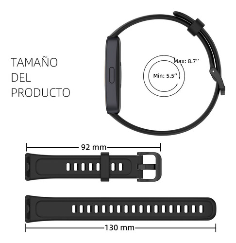 5 Correa Silicona Compatible Para Huawei Band 8 + 2 Micas