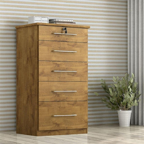 Cômoda Lara 5 Gavetas Castanho