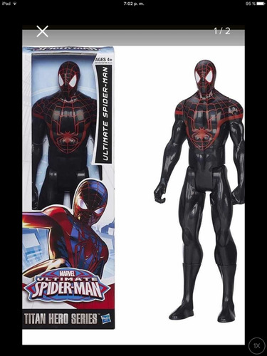 Spiderman Hombre Araña Negro Figura 30cm Hasbro