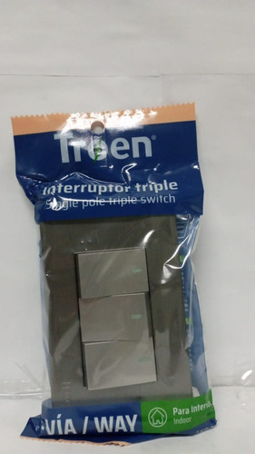 Interruptor P/empotrar Triple Gris Threeway Troen 