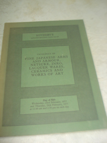 Sotheby & Co. Catalogue 1977 Of Fine Japanese Arms Armour