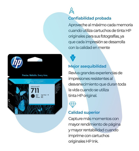 Imagen 3 de 10 de Cartucho Hp 711xl Negro Original Cz133a Plotter Hp T120 T520