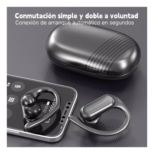 Audífonos Inalámbricos Bluetooth 5.3 Deportivos Con Gancho Negro
