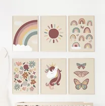 Comprar Set X6 Cuadros Completos 23x33 Infantiles Unicornio Flores 