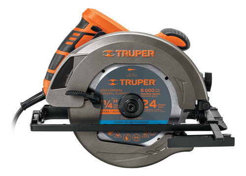 Sierra circular eléctrica Truper SICI-7-1/4A3 18.5cm 1750W naranja 60Hz 127V