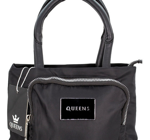 Queens Cartera Bandolera Urbana Mujer Bolso Azul Qv22206 Acabado De Los Herrajes Plateado Color Negro Qv22206 Color De La Correa De Hombro Negro Diseño De La Tela Liso