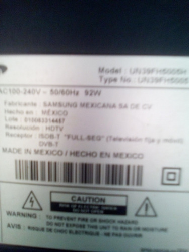 Imagen 2 de 3 de Televisor Samsung De 39 Usado Le Falta Tarjeta De Video