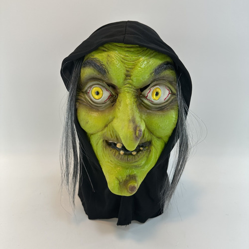 Máscara Bruja Látex Con Pelo Halloween Cosplay Realista