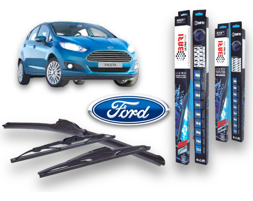 Kit De 3 Escobillas Ford Fiesta Kinetic 2014 A 2017