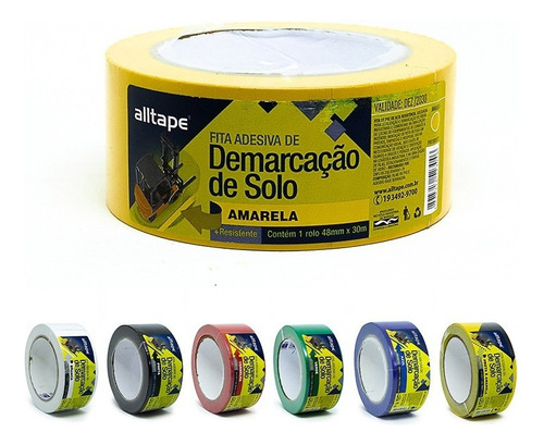 Fita demarcação solo adesiva sinalização chão Alltape cor amarelo