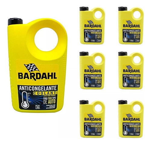 Kit 1 Garrafa Y 6 Botellas Anticongelante Bardahl Coolant