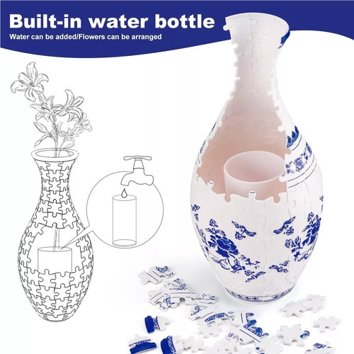 Vaso De Quebra-cabeça 3d Diy + Brinquedos Azuis Para