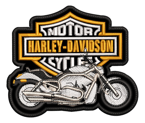Parche Bordado Harley Davidson 10.8x9.2cm. Excelente Calidad