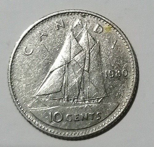#83 10 Centavos De Dólar Canadiense (dime) 1980