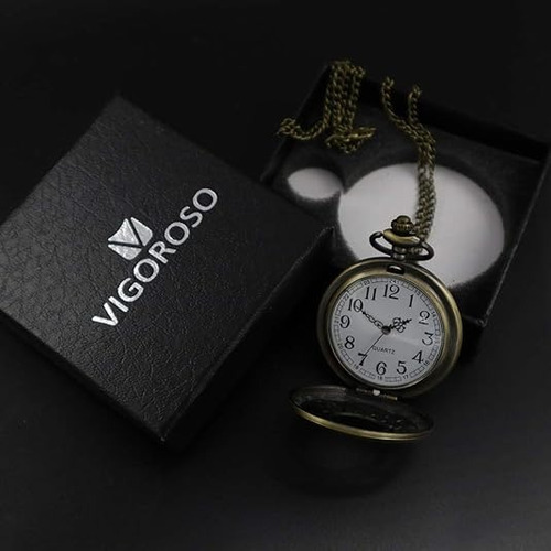 Collar Reloj Steampunk One Piece Bronce Antiguo En Caja Bronce