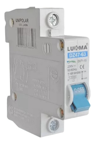 Disjuntor Unipolar Lukma 10a 26a 20a 25a 32a 40a 50a 63a 70a