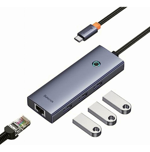 Baseus Usb-c Flite Series Hub De 4 Puertos, Rj45 Y 3 Usb3.0,