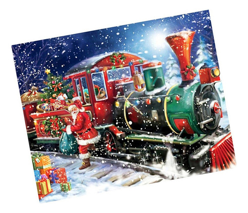Kit De Punto De Cruz Con Dibujos De Trenes Navideños Con Dia