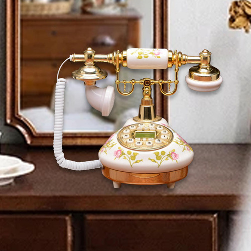 . Teléfono Vintage Con Botón Pulsador, Decoración De