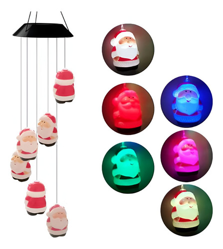 Colgante De Luces Led Decorativa Rgb Papá Noel Solar