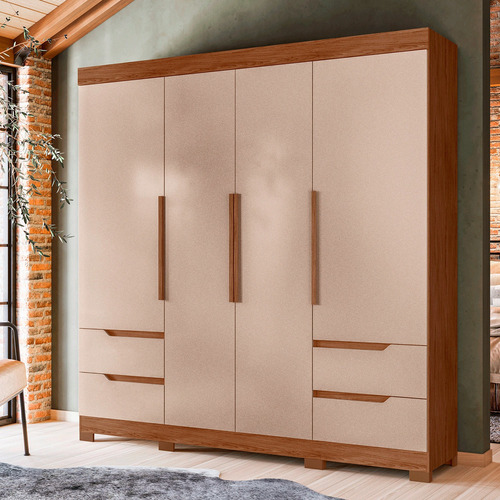 Clóset Vekka Vivacce 4 Puertas 4 Cajones Moderno 217 Cm Color Marrón Claro