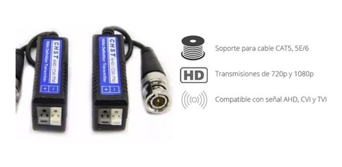 Imagen 2 de 5 de Balun Par Pack 25 Cctv Hd Turbo Ahd Cvi Tvi Utp Camaras Seguridad