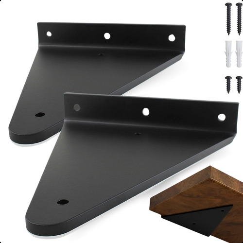 20cm - Mão Francesa Cantoneira Preta Reforçada - Rio Design99 - Ferro Aço Suporte Para Prateleira Resistente Industrial Prateleira Madeira Bancada Estante Triangular S47