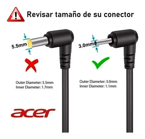 Cargador Para Acer Chicony 65w 19v Punta Fina 3.0x1.1mm