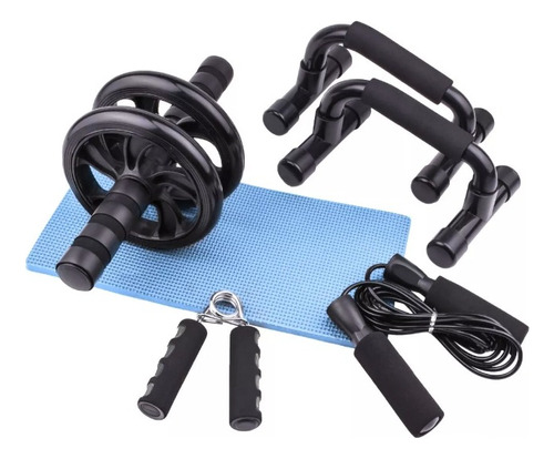 Set Kit Rueda Abdominales Soga Salto Push Up Hand Grip Promo