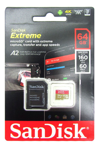 Memoria Flash Sandisk Extreme, 64gb, Microsd, Microsdhc