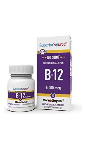 Vitamina B12 Methylcobalamin 5000 Mcg, 60 Tabletas Microlingual,