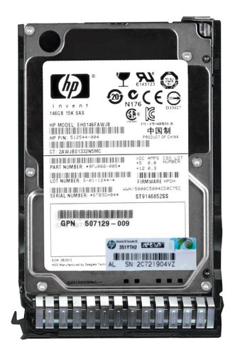 Hd Sas Hp 146gb 15k Eh0146fawjb 507129-010 6gbps Cor Prateado