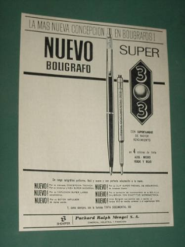 Publicidad Boligrafo 303 Super Tanque Boton Impulsor