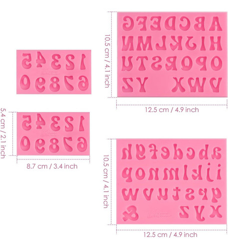 4 Piezas De 26 Moldes De Letras Y Números De Silicona