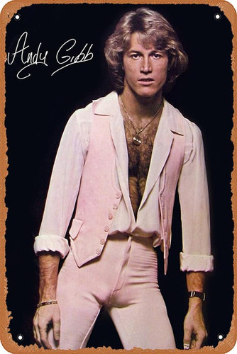 Airbnk Andy Gibb Poster Poster 12 X 8 Vintage Metal Tin Sig