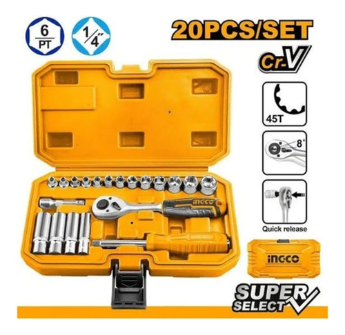 Set Juego Dados Tubos Bocallave Criquet 20 Piezas
