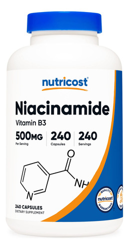 Suplemento Nutricost Niacinamida B3 500 Mg 240 Cápsulas