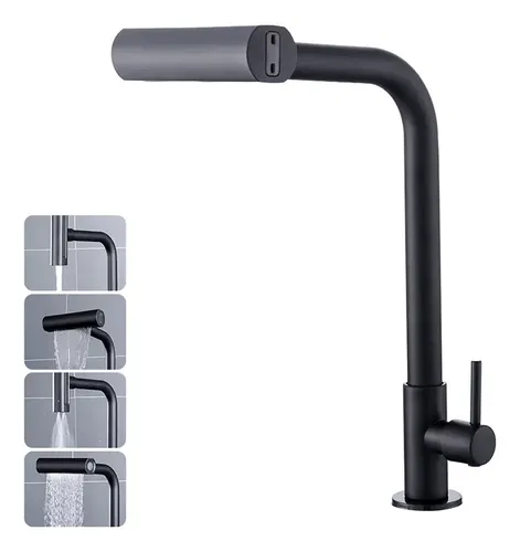 Torneira Cozinha Bancada Inox 304 Água Fria Bica Alta Gourmet 4 Modos De Água Estilo Cascata Torneira Pia Cozinha... Fosco