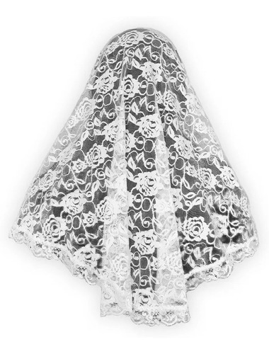 Imagen 2 de 3 de Mantilla En Blonda Excelente Calidad Blanco + Negro