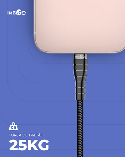 Cabo Imenso Ims-142 Usb-a Para Lightning 1m Nylon Trançado