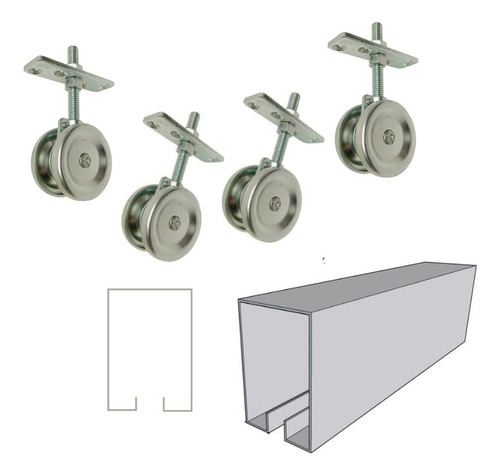 Riel U - Puerta Corrediza Garaje 2mts + Rod- Rog400- 2 Jgos