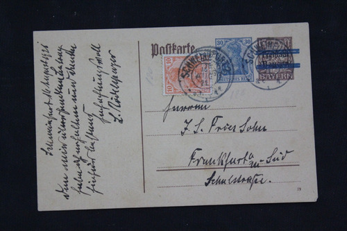 Deutsches Reich Postal Schweinfurt 16aug1921 Michel# 141y144