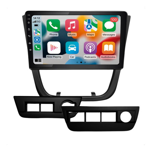 Central Multimídia 9 Android Carplay Gol G5 + Moldura 2 Din Cor Preto