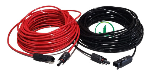 Fio Cabo 6mm 1m Preto + 1m Vermelho + Par Conector Mc4 Solar Cobertura Preto/vermelho